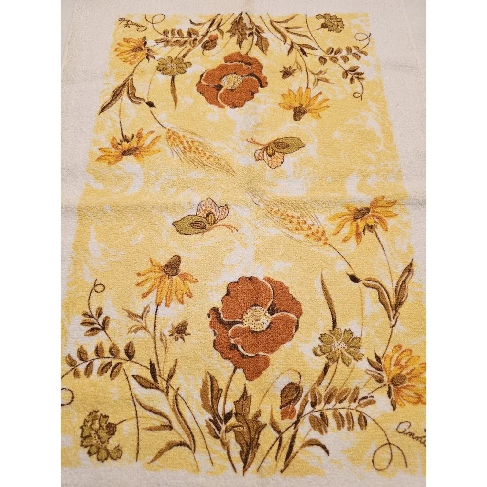 Vintage Cannon 70s Retro Butterfly Hand Kitchen Towel Dish Fringe Hippie
